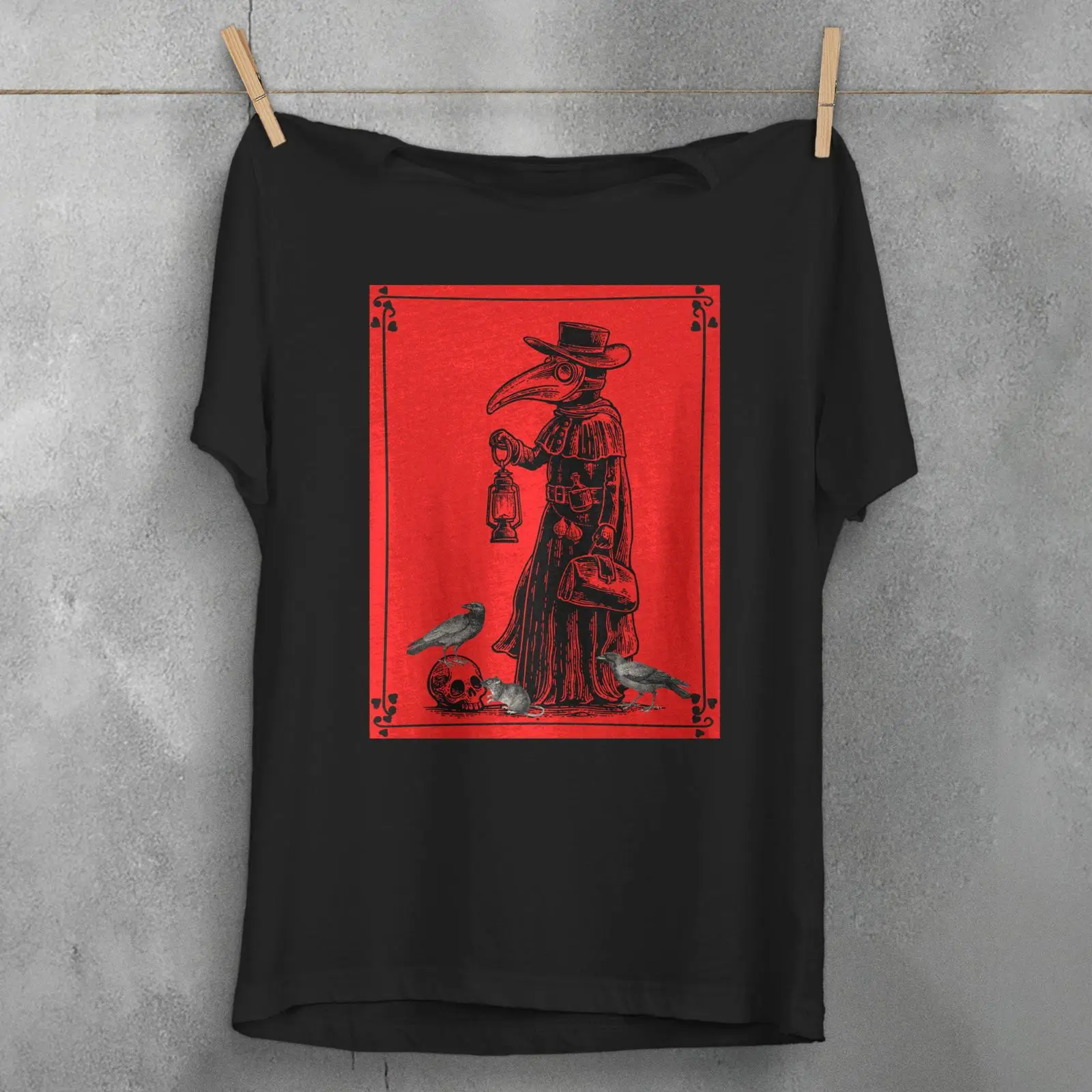 Vintage Fashion History - T-shirt Plague Doctor, style gothique, crâne,