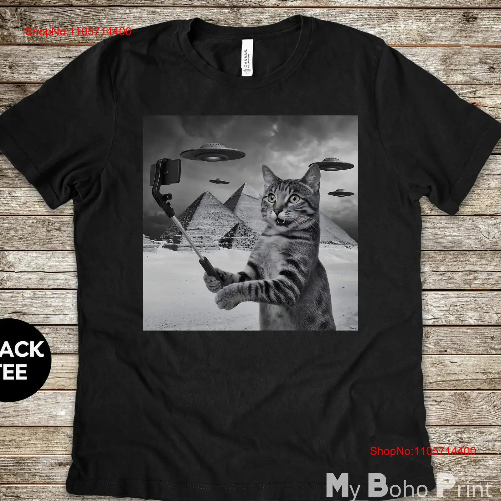 Vintage Fashion Photographers - T-shirt Selfie Chat, motif Alien OVNI,