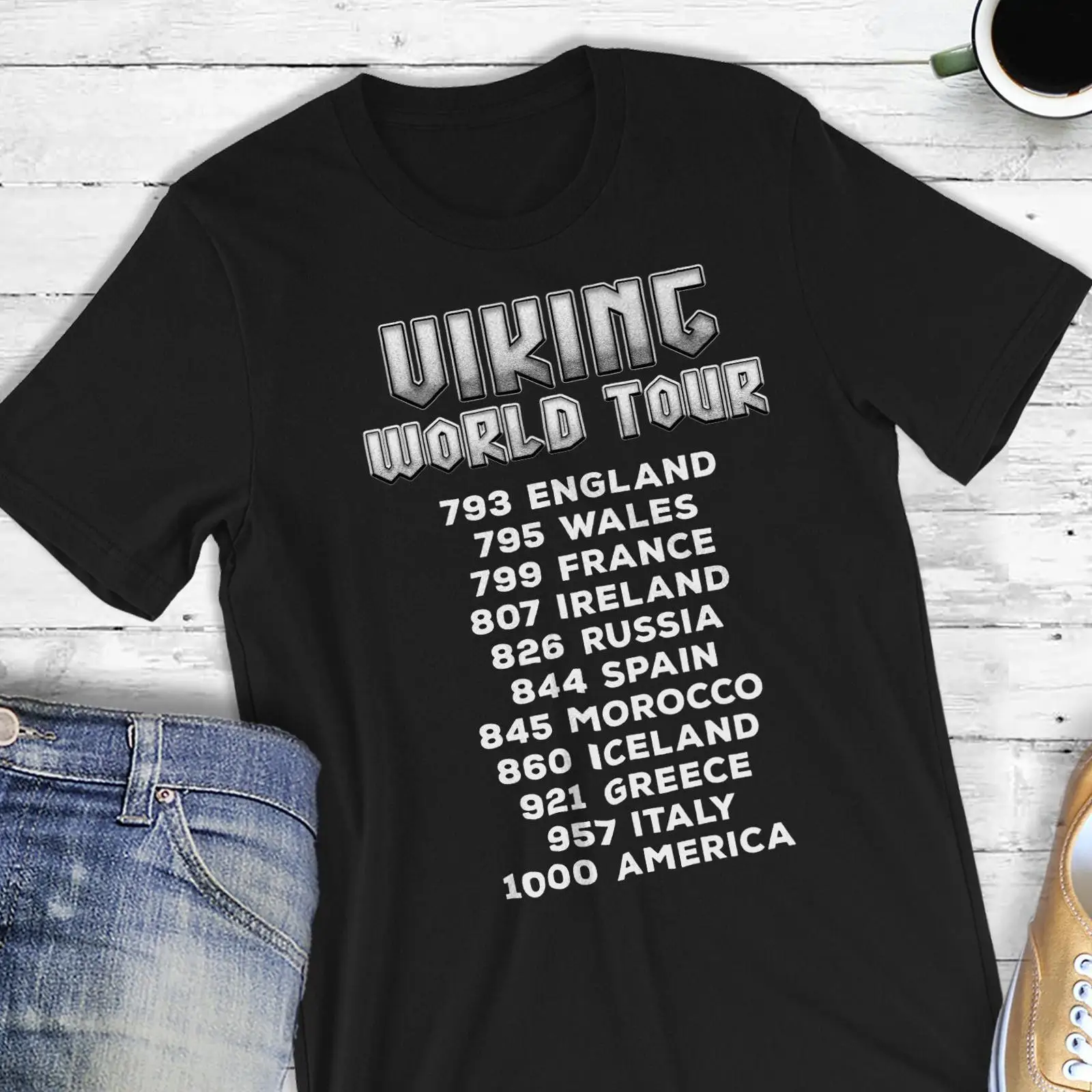 Vintage Fashion History - T-shirt Viking World Tour, mythologie nordique,