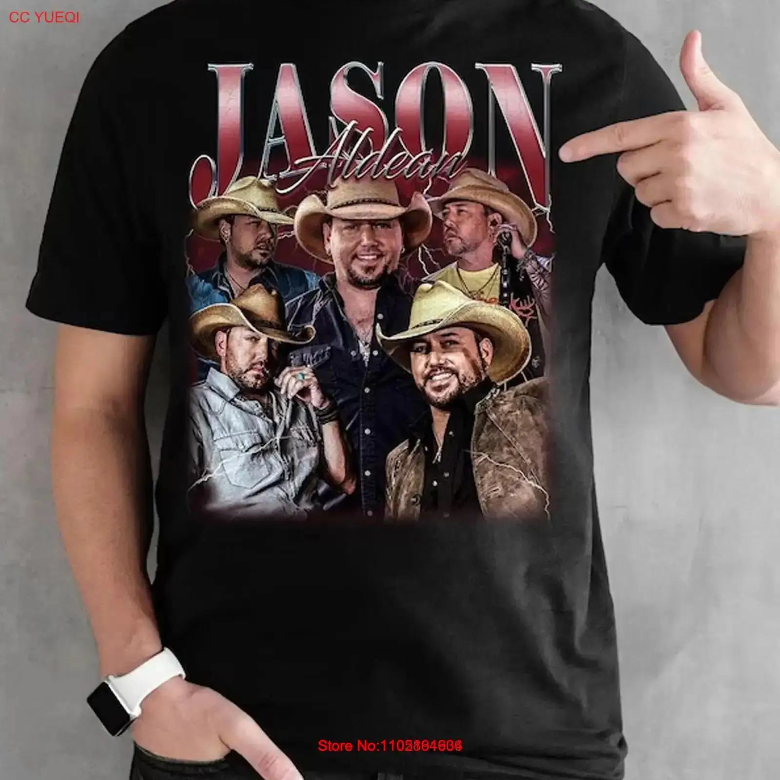 Vintage Fashion Collage - Jason Aldean VTG collage noir t-shirt