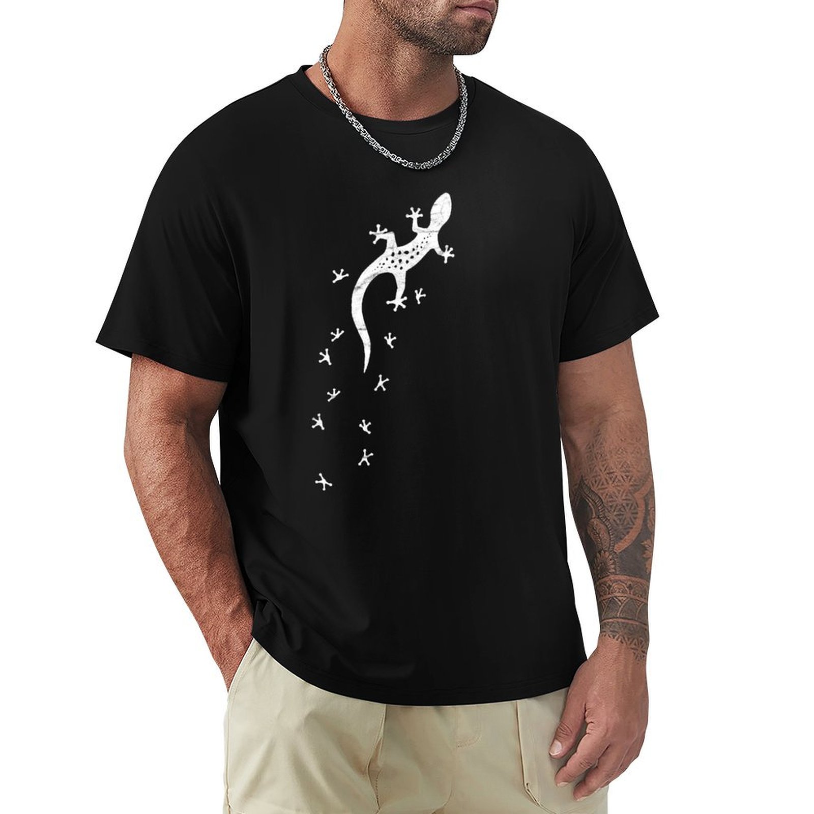 Vintage Fashion Drawings - T-shirt imprimé motif lézard rétro avec