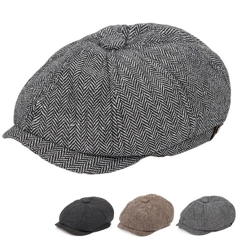 Vintage Fashion Hats - Casquette octogonale en coton pour homme,